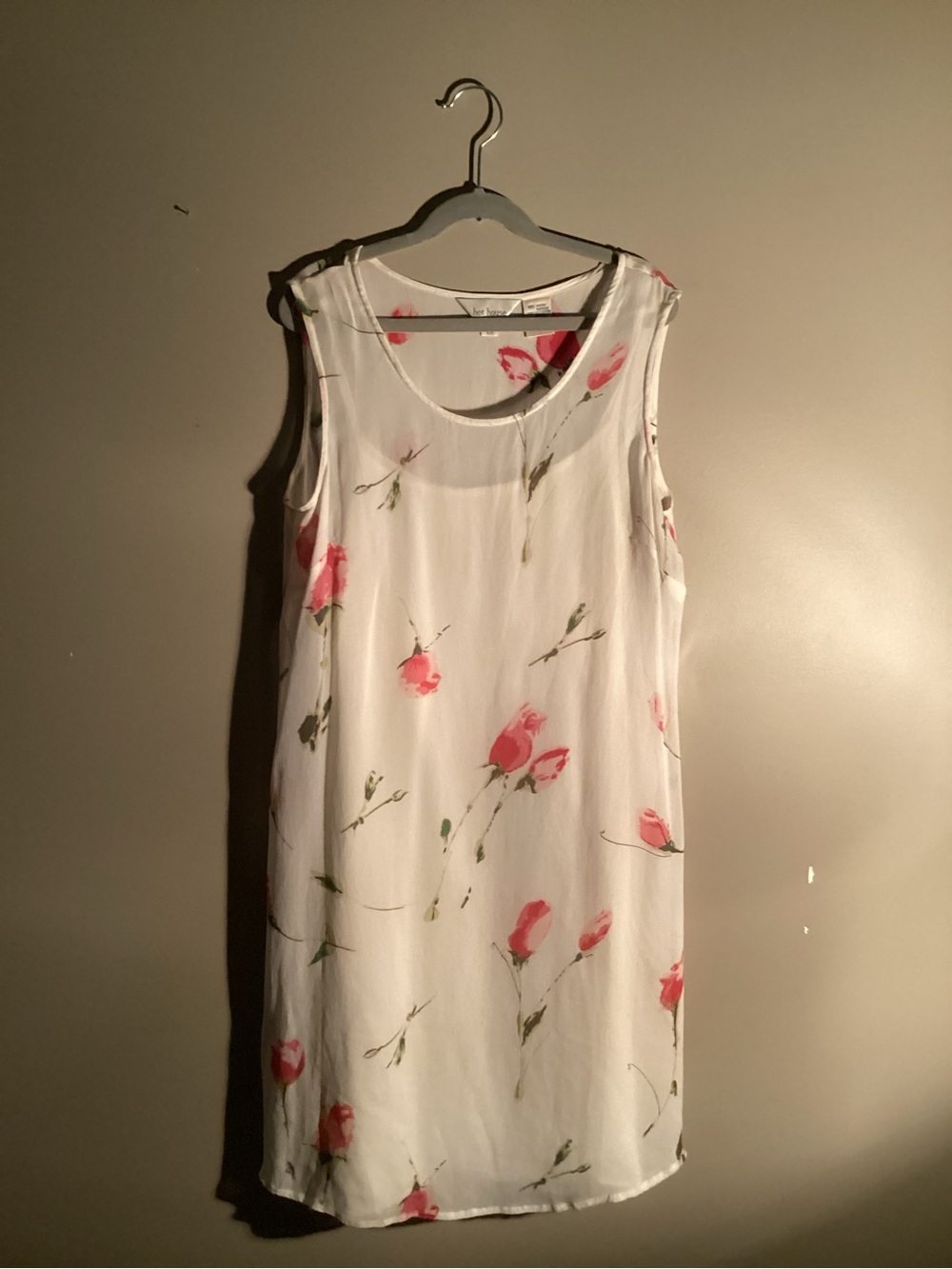 Sleeveless White Floral Shift Dress by Unknown Brand